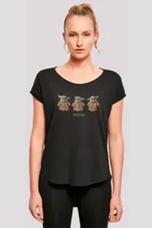 F4NT4STIC T-Shirt Star Wars The Mandalorian Baby Yoda Damen,Premium Merch,Lang,Longshirt,Bedruckt schwarz XL