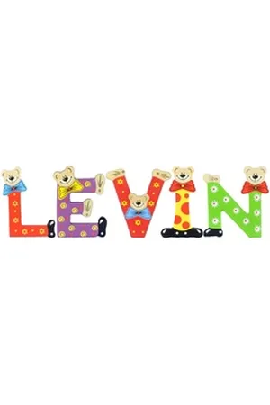 Playshoes Deko-Buchstaben (Set, 5 St), Kinder Holz-Buchstaben Namen-Set "LEVIN" in bunten Farben bunt
