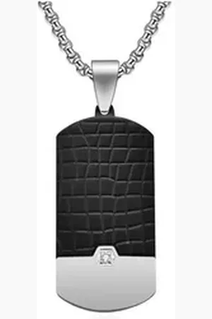 Karma Kette mit Anhänger Herren Halskette Edelstahl Schwarz Silber Kette mit Anhänger (Geschenk für Ihn Herrenschmuck mit Geschenkbox, Edelstahlkette 60 cm Karabinerverschluss), Herrenhalskette Dog Tag Edelstahlhalskette modern schwarz|silberfarb