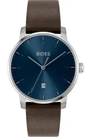 HUGO BOSS Quarzuhr DEAN 1514160, Herrenuhr, Damenuhr, Armbanduhr, Datum, Lederarmband braun