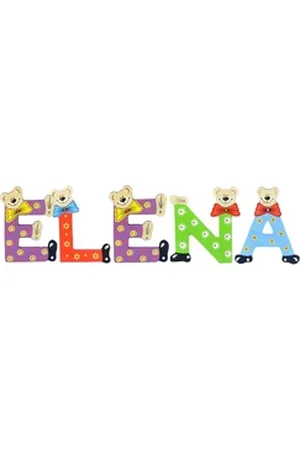 Playshoes Deko-Buchstaben (Set, 5 St), Kinder Holz-Buchstaben Namen-Set "ELENA" in bunten Farben bunt