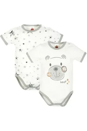 Makoma Kurzarmbody Baby Body Kurzarm Neutral Jungen & Mädchen Teddy (Set, 2-tlg., 2er-Pack) 100% Baumwolle weiß 98