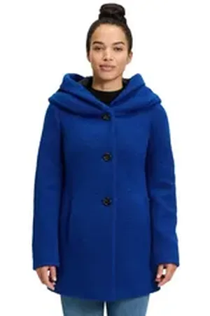 AMBER & JUNE Kurzjacke Kurzmantel mit Kapuze blau 34