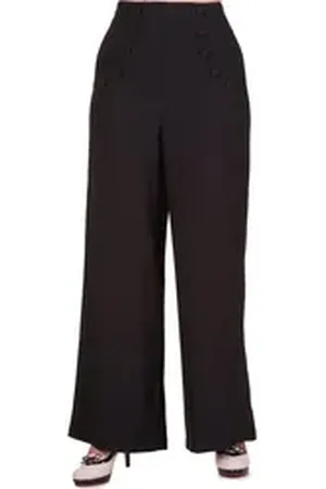 Banned Retro Schlaghose Retro Full Moon Schwarz Vintage Trousers 40er Jahre Stil schwarz L