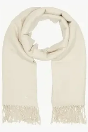 Comma, Comma Halstuch Doubleface-Schal mit Glitzereffekt und Fransen, Fransen beige