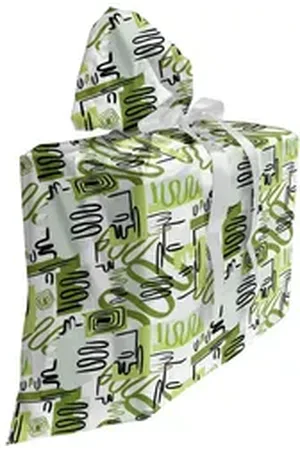 Abakuhaus Spielzeugtruhe Stoffbeutel für Partygeschenke mit 3 Bändern, Abstrakt Stammes-Doodle-Linien grün|schwarz