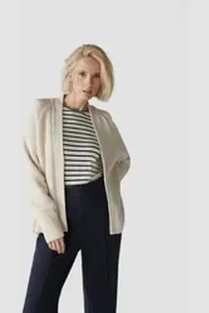 Le Comte Strickjacke Offener Strick-Cardigan mit Perfangstruktur beige 40
