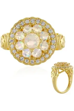 Cavill Silberring Äthiopischer Welo-Opal Goldplattierter Silberring, 1,50 ct (1-tlg) beige|silberfarben 60