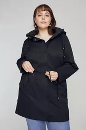 Ulla Popken Parka Bellieva-Jacke herausnehmbarer Baby-Einsatz Kapuze schwarz 46/48