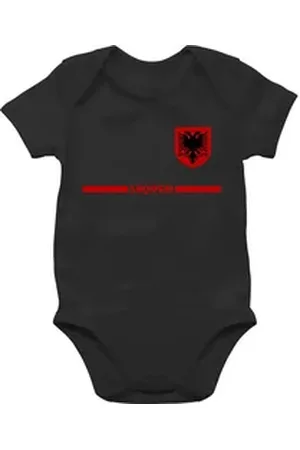 Shirtracer Shirtbody Albanien Trikot Wappen, Shqipëri mit Stolz, Albanisches Fan-Motiv 2026 Fussball WM Fanartikel Baby schwarz 3/6 Monate