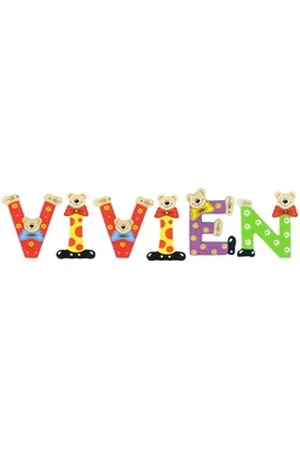 Playshoes Deko-Buchstaben (Set, 6 St), Kinder Holz-Buchstaben Namen-Set "VIVIEN" in bunten Farben bunt