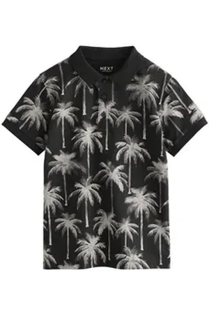 Next Poloshirt Kurzarm-Poloshirt mit durchgehendem Print (1-tlg) schwarz 140 (10 J.)