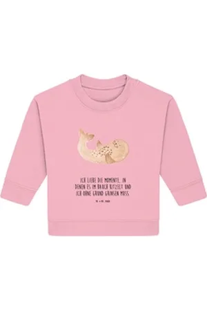 Mr. & Mrs. Panda Longpullover Robbe Liegen 6. - 12. Monat - Cotton Pink - Geschenk, Seehund, Freude (1-tlg) rosa 6. - 12. Monat