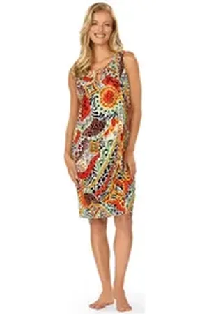 ASCAFA Strandkleid Beach (Packung, 1-tlg., 1-teilig) Damen Trägerkleid 95cm Sommerkleid exotisch Strandmode bunt|lila 46