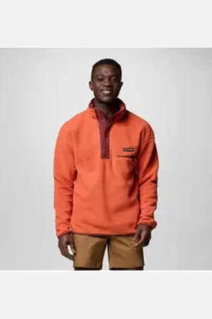Columbia Trainingspullover Herren Fleecepullover HELVETIA II HALF SNAP FLEECE (1-tlg) grün|rot XS