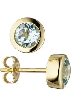 Jobo Paar Ohrstecker Ohrringe mit Blautopas, rund 333 Gold gelb|goldfarben