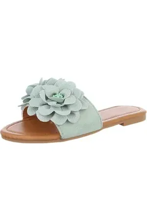 Ital-Design Modische Sandalen mit Blumenakzent, ideal für Sommer Pantolette (89368535) Blockabsatz Pantoletten in Hellgrün grün 41 EU