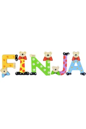 Playshoes Deko-Buchstaben (Set, 5 St), Kinder Holz-Buchstaben Namen-Set "FINJA" in bunten Farben bunt