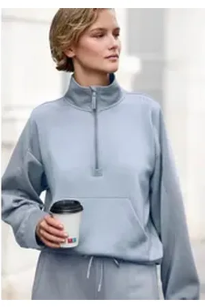 &Copenhagen Langarmshirt aus hochwertigem Material mit Stehkragen und Reißverschluss blau 48/50
