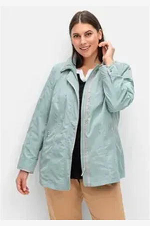 Sheego Parka Große Größen mit silberfarbenen Kontrastdetails grün 52
