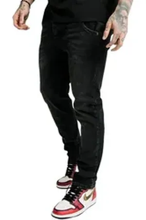 SikSilk Straight-Jeans Jeans Herren STRAIGHT CUT RECYCLED DENIM SS-18037 Black schwarz XS