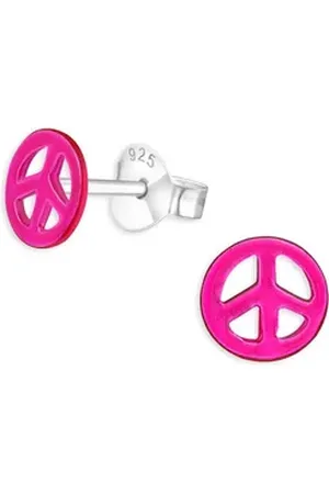 Monkimau Ohrring-Set Peace Zeichen Kinder Ohrringe aus 925 Silber, Hypoallergen