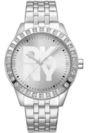 DKNY Quarzuhr Parsons Glitz Damen, (Set) silberfarben
