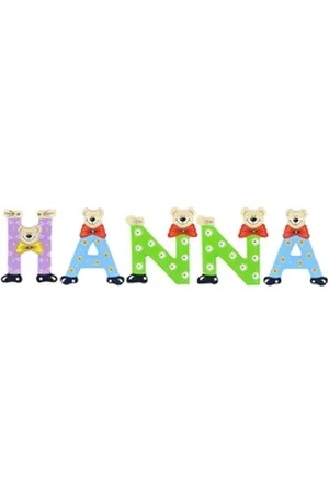 Playshoes Deko-Buchstaben (Set, 5 St), Kinder Holz-Buchstaben Namen-Set "HANNA" in bunten Farben bunt