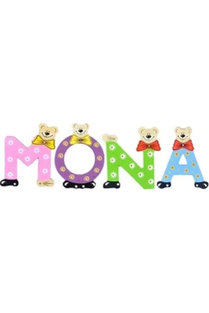 Playshoes Deko-Buchstaben (Set, 4 St), Kinder Holz-Buchstaben Namen-Set "MONA" in bunten Farben bunt