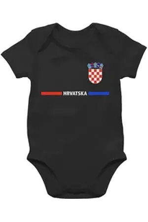 Shirtracer Shirtbody Kroatisches Trikot Wappen, Hrvatska mit Stolz, Hrvatska-Fans 2024 Fussball EM Fanartikel Baby schwarz 12/18 Monate