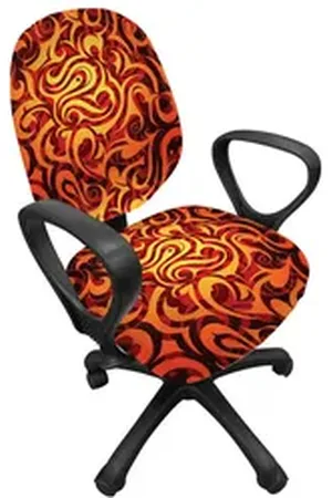 Abakuhaus Bürostuhlhusse dekorative Schutzhülle aus Stretchgewebe, Abstrakt Floral Surreal Curves gelb|schwarz