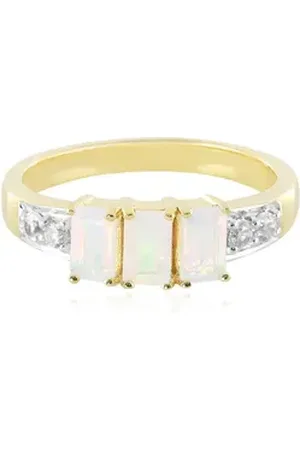 Cavill Silberring Schicker äthiopischer Welo-Opal Ring aus vergoldetem Silber, 0,54 ct (1-tlg) beige|silberfarben 57