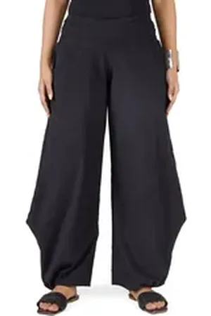 GURU-SHOP Relaxhose Weite Boho Cord Pluderhose, Feincord Boho Hose.. Ethno Style, alternative Bekleidung schwarz M