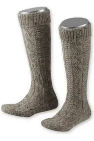 LUSANA Trachtensocken Kniebundstrümpfe Kinder - L320T - beigebraun, natur beige|braun 1-2 (20-23)