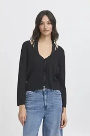 B YOUNG Strickjacke BYOMANJA BOLERO Süßes Shirt mit Schleife schwarz L