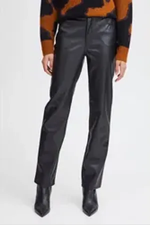 B YOUNG Lederimitathose BYDAFANY STRAIGTH PANTS - 20813750 schwarz 42