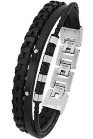 QS by s.Oliver Lederarmband Armband Herren Leder schwarz