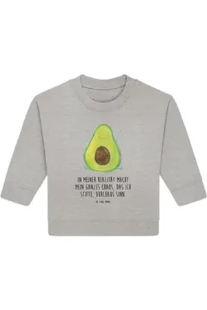 Mr. & Mrs. Panda Longpullover Avocado Glücklich 12. - 18. Monat - Heather Grey - Geschenk, Vegan, B (1-tlg) grau 12. - 18. Monat