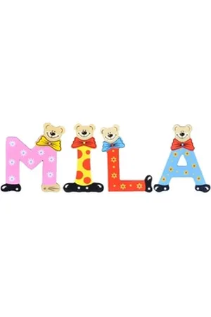 Playshoes Deko-Buchstaben (Set, 4 St), Kinder Holz-Buchstaben Namen-Set "MILA" in bunten Farben bunt