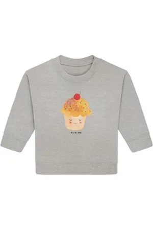 Mr. & Mrs. Panda Longpullover Cupcake 24. - 36. Monat - Heather Grey - Geschenk, Baby Sweatshirt, K (1-tlg) grau 24. - 36. Monat