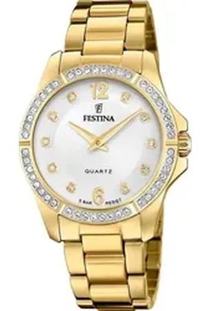 Festina Quarzuhr Mademoiselle F20596/1, Armbanduhr, Damenuhr, Edelstahlarmband goldfarben