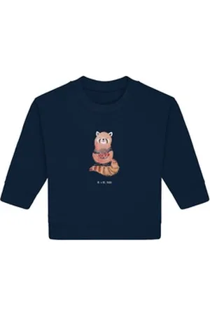 Mr. & Mrs. Panda Longpullover Roter Panda 24. - 36. Monat - French Navy - Geschenk, Baby Sweatshirt (1-tlg) blau 24. - 36. Monat