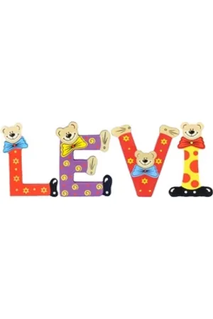 Playshoes Deko-Buchstaben (Set, 4 St), Kinder Holz-Buchstaben Namen-Set "LEVI" in bunten Farben bunt