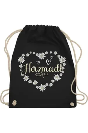 Shirtracer Turnbeutel Herzmadl Madel Madl Mädel, Mode für Oktoberfest Tasche schwarz