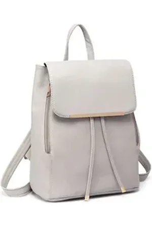 MISS LULÙ Cityrucksack Damen Rucksack aus Kunstleder – Elegant mit Rolltop. grau