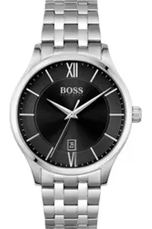 HUGO BOSS Quarzuhr ELITE 1513896, Herrenuhr, Damenuhr, Armbanduhr, Datum, Edelstahlarmband silberfarben