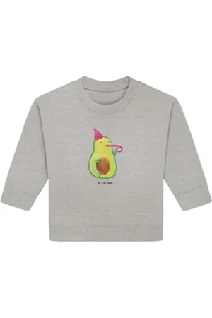 Mr. & Mrs. Panda Longpullover Avocado Geburtstag 6. - 12. Monat - Heather Grey - Geschenk, Feier, V (1-tlg) grau 6. - 12. Monat