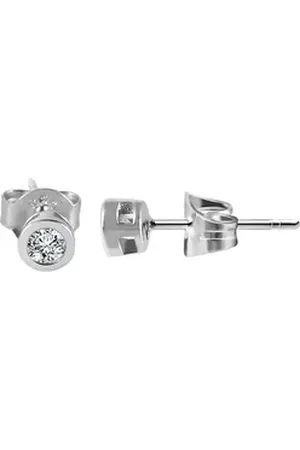Akzent Ohrring-Set Velia 925/- Echt Silber Kinderohrstecker "Velia" mit weißem (Paar), Kinder Ohrring silberfarben