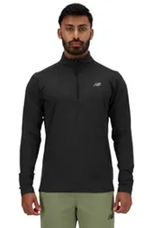 New Balance Laufshirt Space Dye 1/4 ZipHORELINE BLUE HEATHER mit Label schwarz XXL