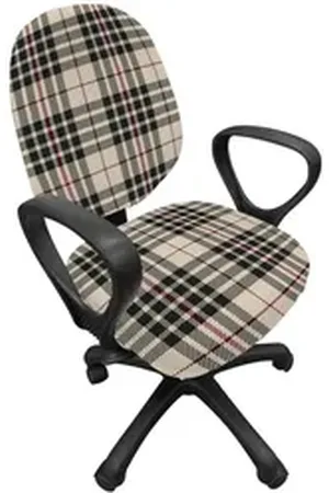 Abakuhaus Bürostuhlhusse dekorative Schutzhülle aus Stretchgewebe, Kariert Tartan britische Heraldik beige